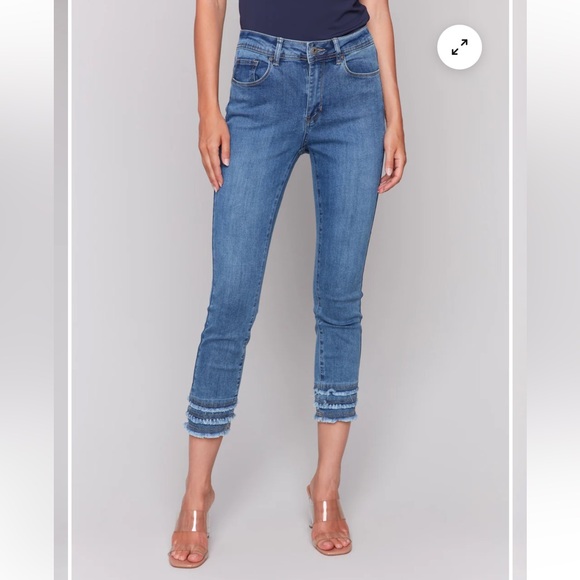 CHARLIE B Frayed Hem Cropped Skinny Jeans - Picture 1 of 16